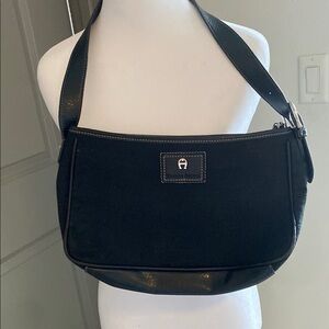 Etienne Aigner Black Shoulder Bag with Leather Trim